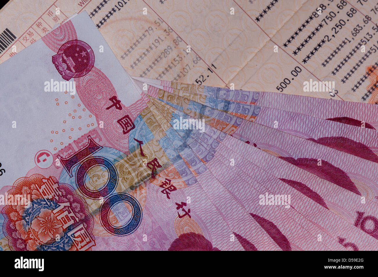 Banca cinese conto e RMB. Foto Stock