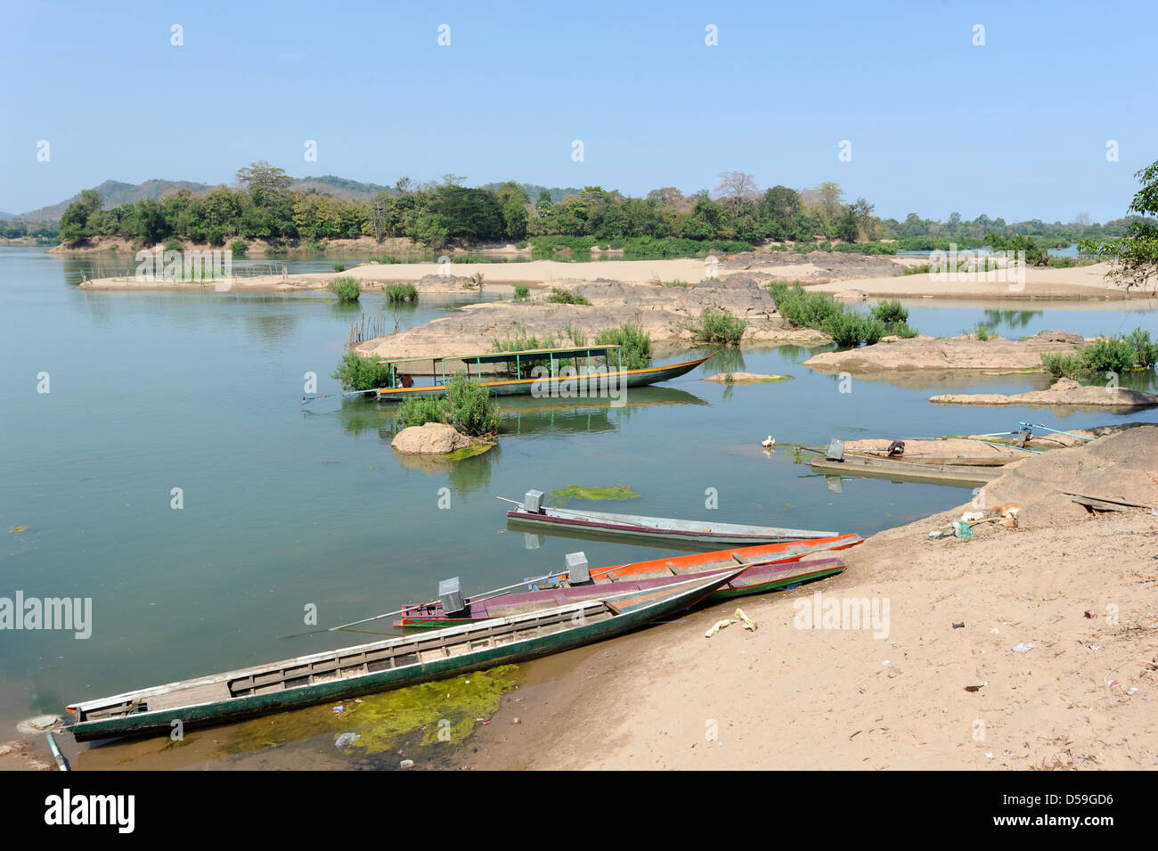 Il fiume Mekong al Muang Khong su Laos Foto Stock