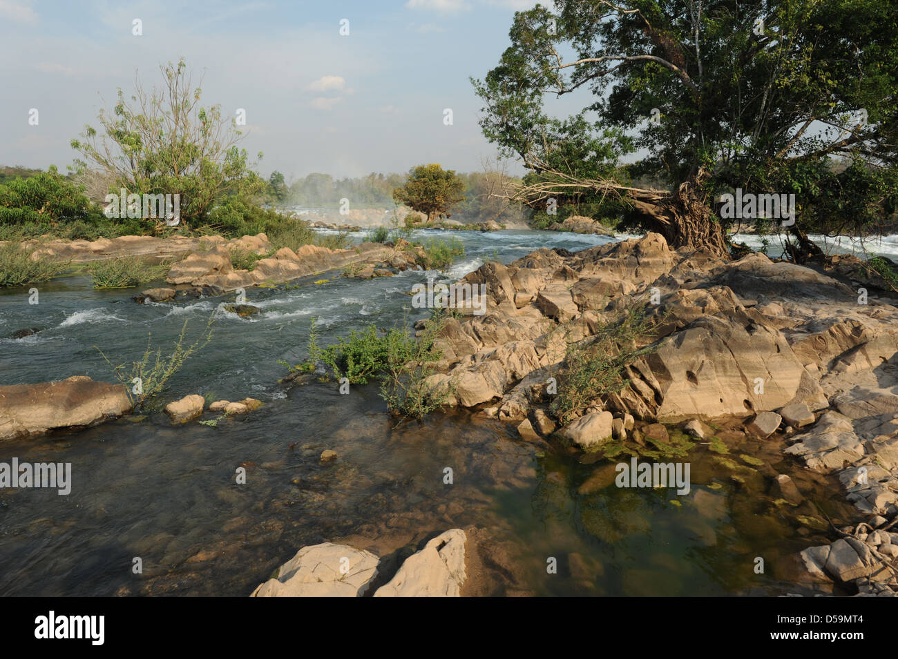 Cascate di Khone Phapheng su quattro mille isole sul Laos Foto Stock