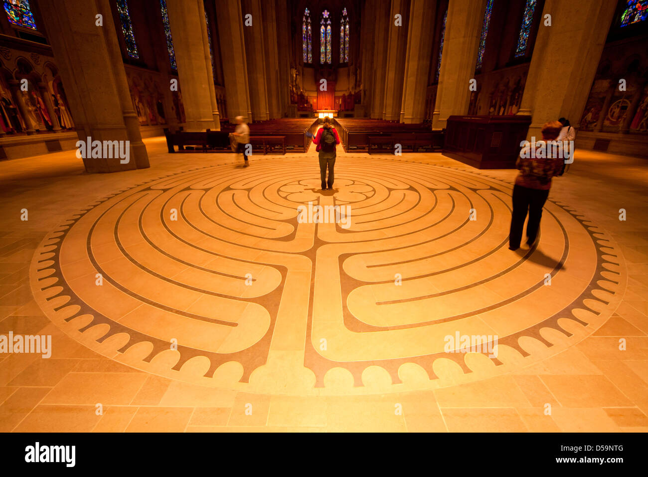 Labirinto di grazia all'interno della Cattedrale di San Francisco, California, Stati Uniti d'America, STATI UNITI D'AMERICA Foto Stock