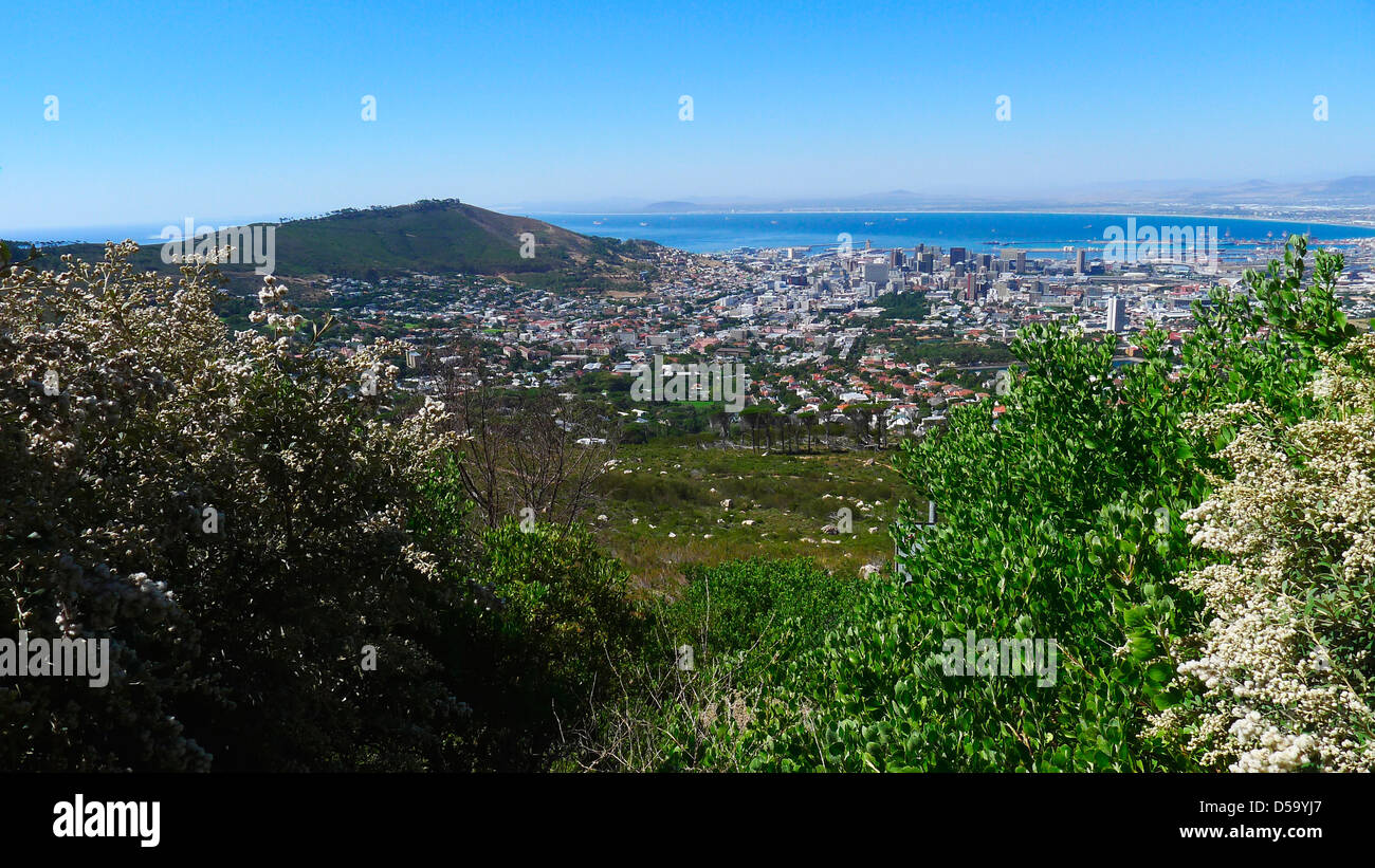 Vista dal Table Mountain e Cape Town, Sud Africa Foto Stock