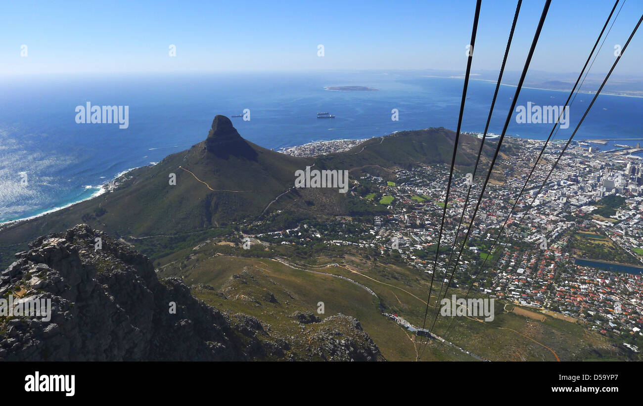 Vista dal Table Mountain e Cape Town, Sud Africa Foto Stock