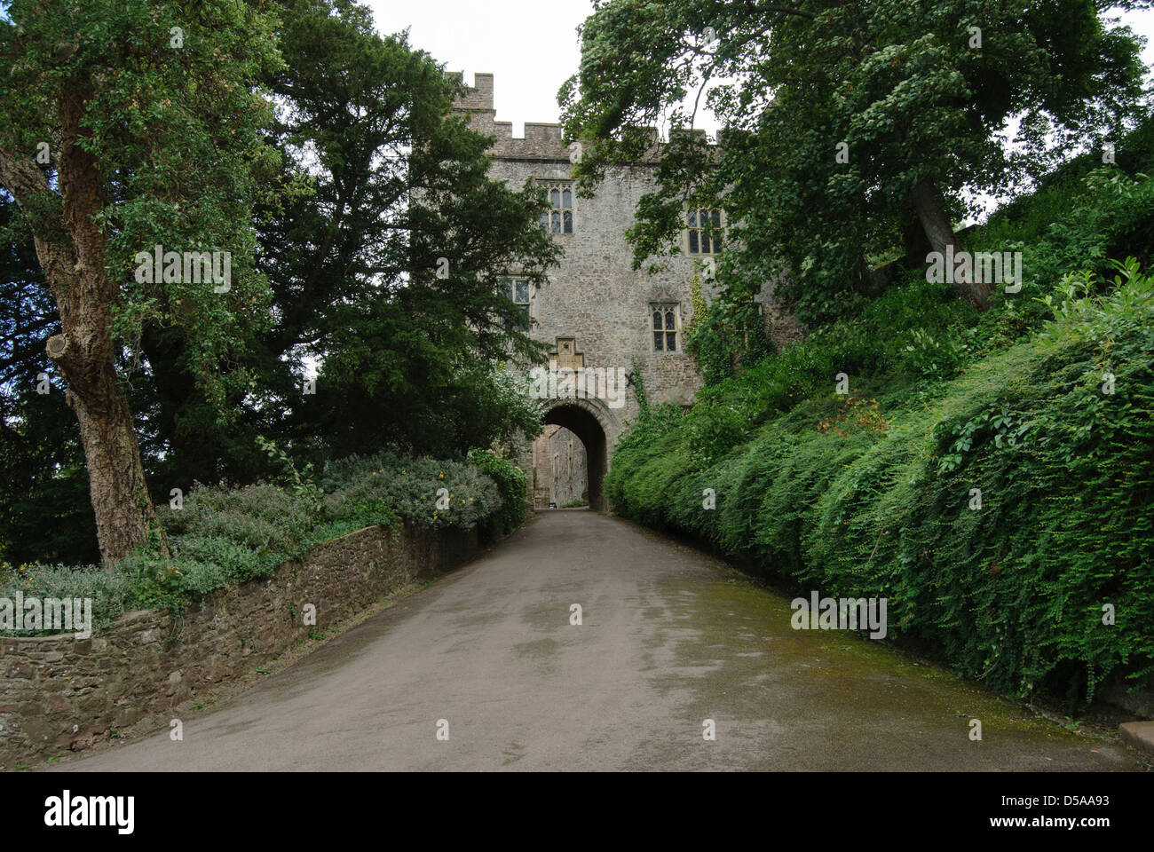 Strada per la porta del Castello di Dunster, Exmoor, Devon, Inghilterra Foto Stock