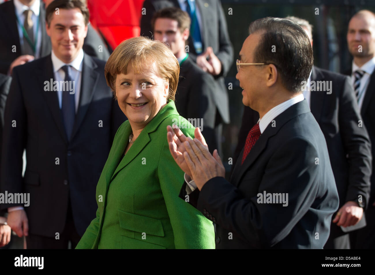 Hannover, Germania, il Cancelliere tedesco Angela Merkel e Wen Jiabao, premier della Cina Foto Stock