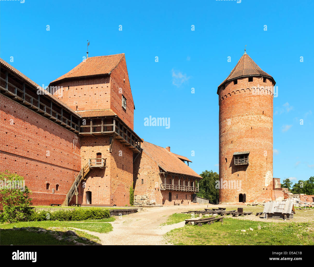 Rovine del medievale Castello Turaida museum in Lettonia. 13 secolo Foto Stock