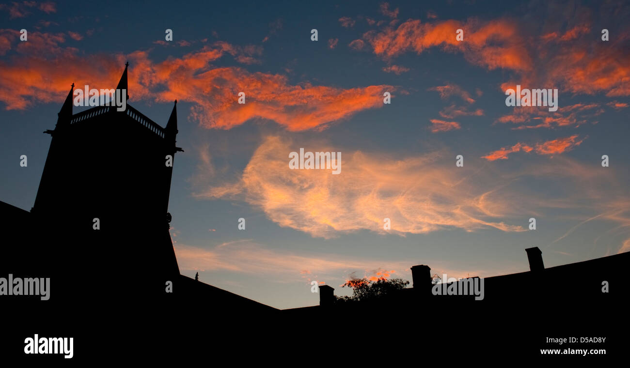 Nuvole al tramonto a Cambridge, Foto Stock