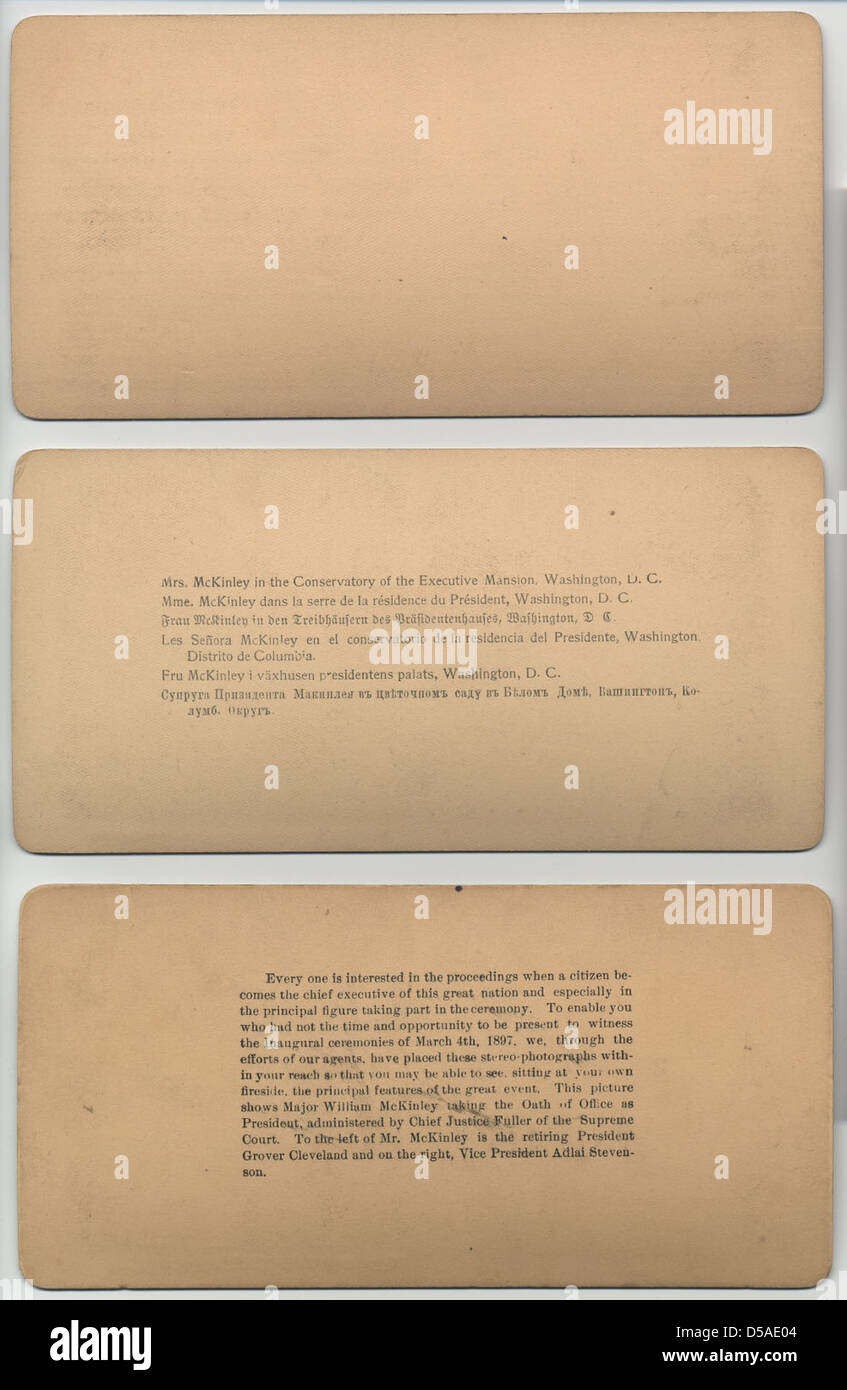 McKinley Stereographs, ca. 1897-1900 Foto Stock