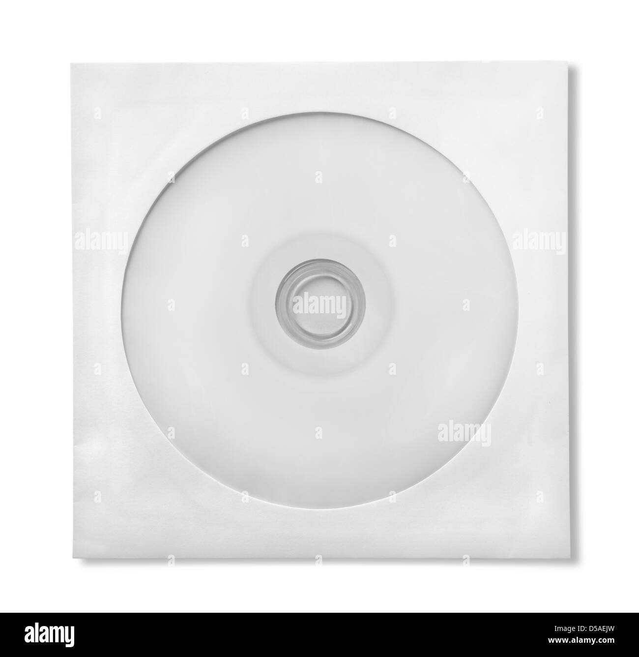 CD con carta caso isolato su sfondo bianco Foto Stock