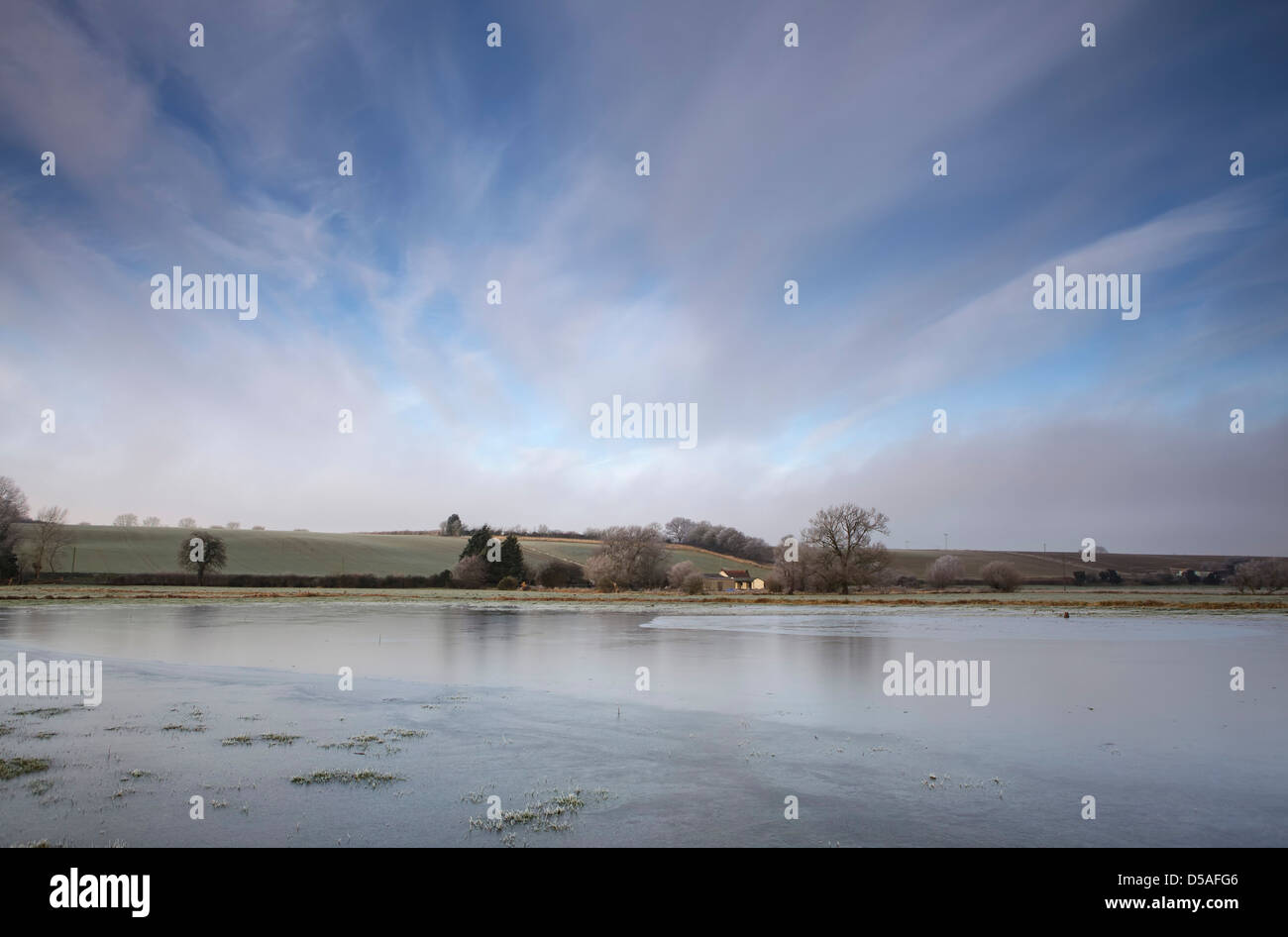 Frosty Norfolk paesaggio Foto Stock