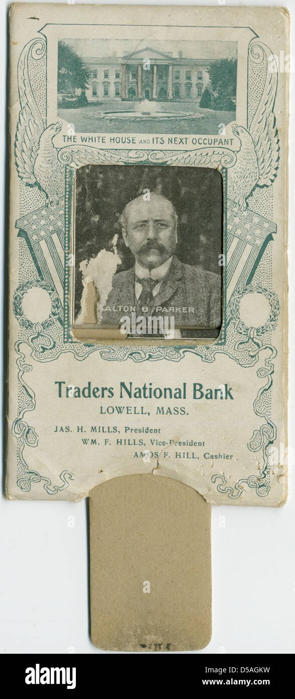 Questa carta promozionale del 1904 presenta un ritratto di Theodore Roosevelt, allora presidente degli Stati Uniti, e un'aquila. Fu usato per commercializzare le politiche di Roosevelt e la sua offerta per la rielezione nel 1904. Foto Stock