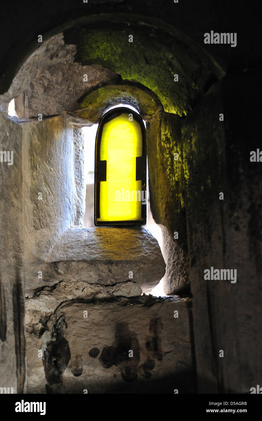 La piccola finestra, Monastero Goshavank, Armenia Foto Stock