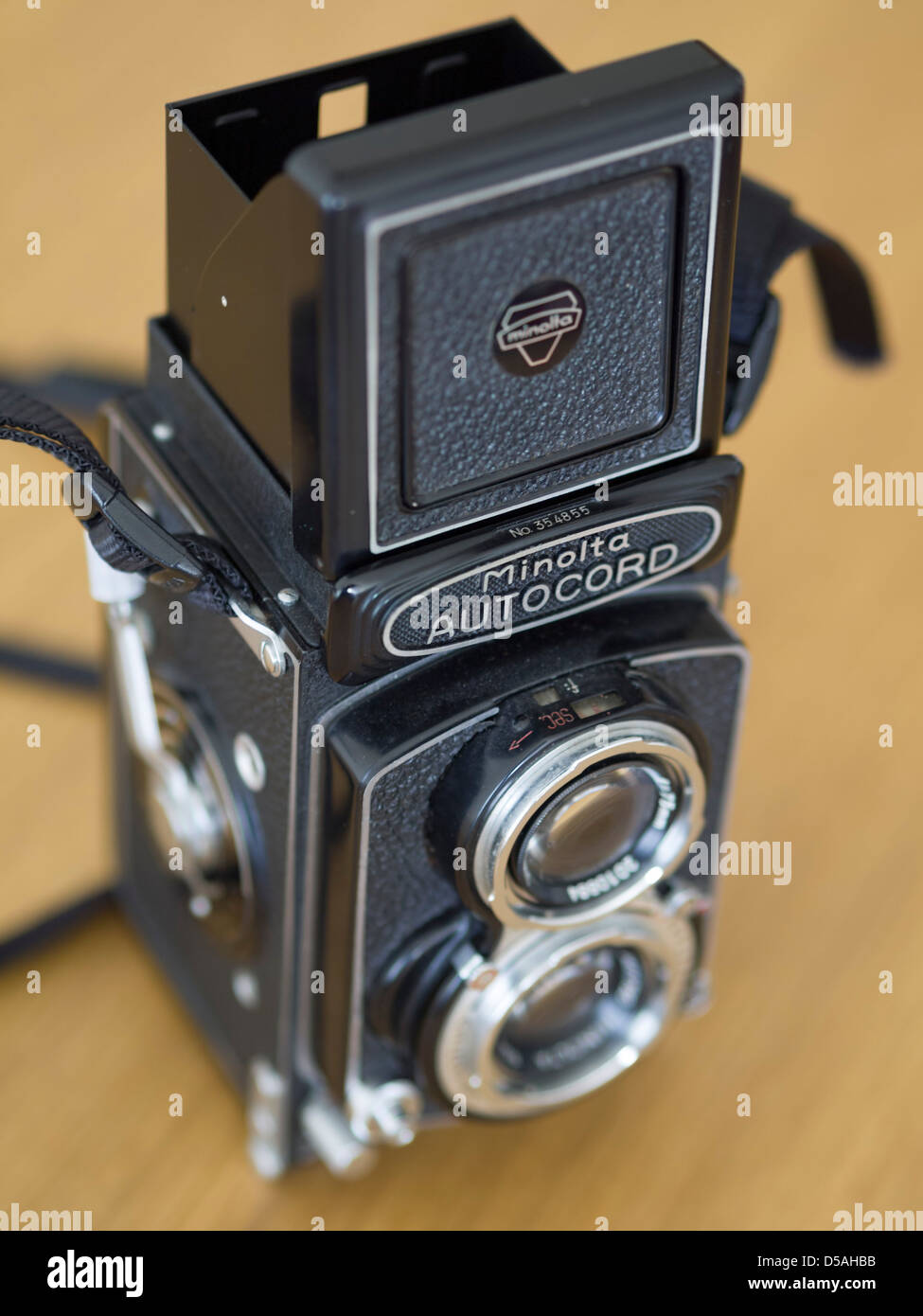 Minolta Autocord Twin Lens Reflex (TLR) vecchia telecamera cinematografica Foto Stock