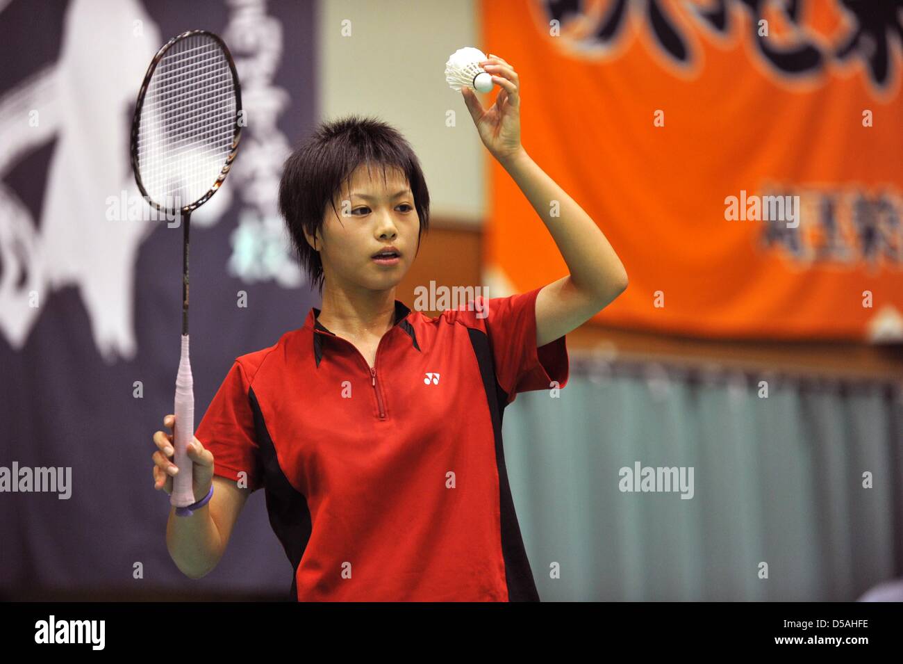 Yuki Fukushima (Aomori Yamada), 30 luglio 2010 - Badminton : 2010 Inter High School Campionati donne singoli mach a Okinawa, Giappone. (Foto di Atsushi Tomura/AFLO SPORT) Foto Stock