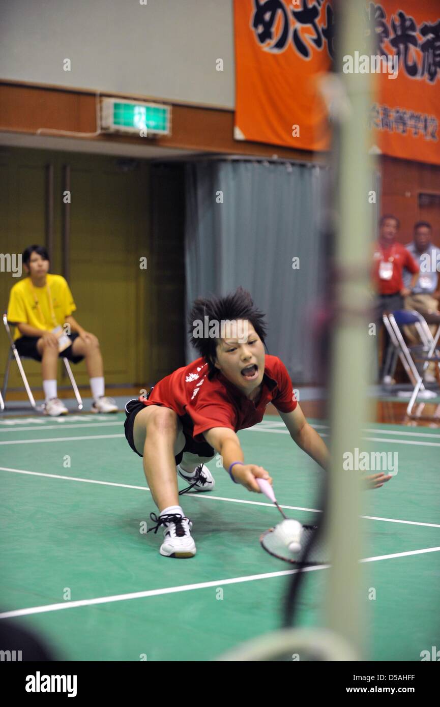 Yuki Fukushima (Aomori Yamada), 30 luglio 2010 - Badminton : 2010 Inter High School Campionati donne singoli mach a Okinawa, Giappone. (Foto di Atsushi Tomura/AFLO SPORT) Foto Stock