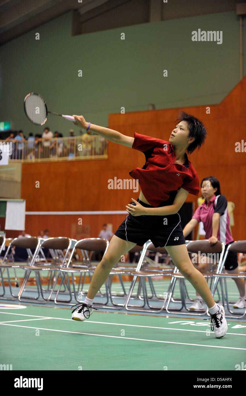 Yuki Fukushima (Aomori Yamada), 30 luglio 2010 - Badminton : 2010 Inter High School Campionati donne singoli mach a Okinawa, Giappone. (Foto di Atsushi Tomura/AFLO SPORT) Foto Stock