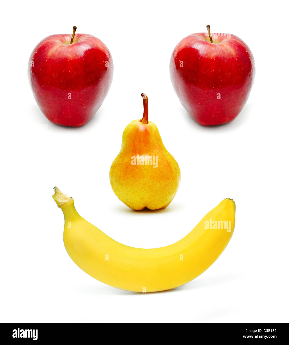 Frutti impostato come un volto sorridente Foto Stock