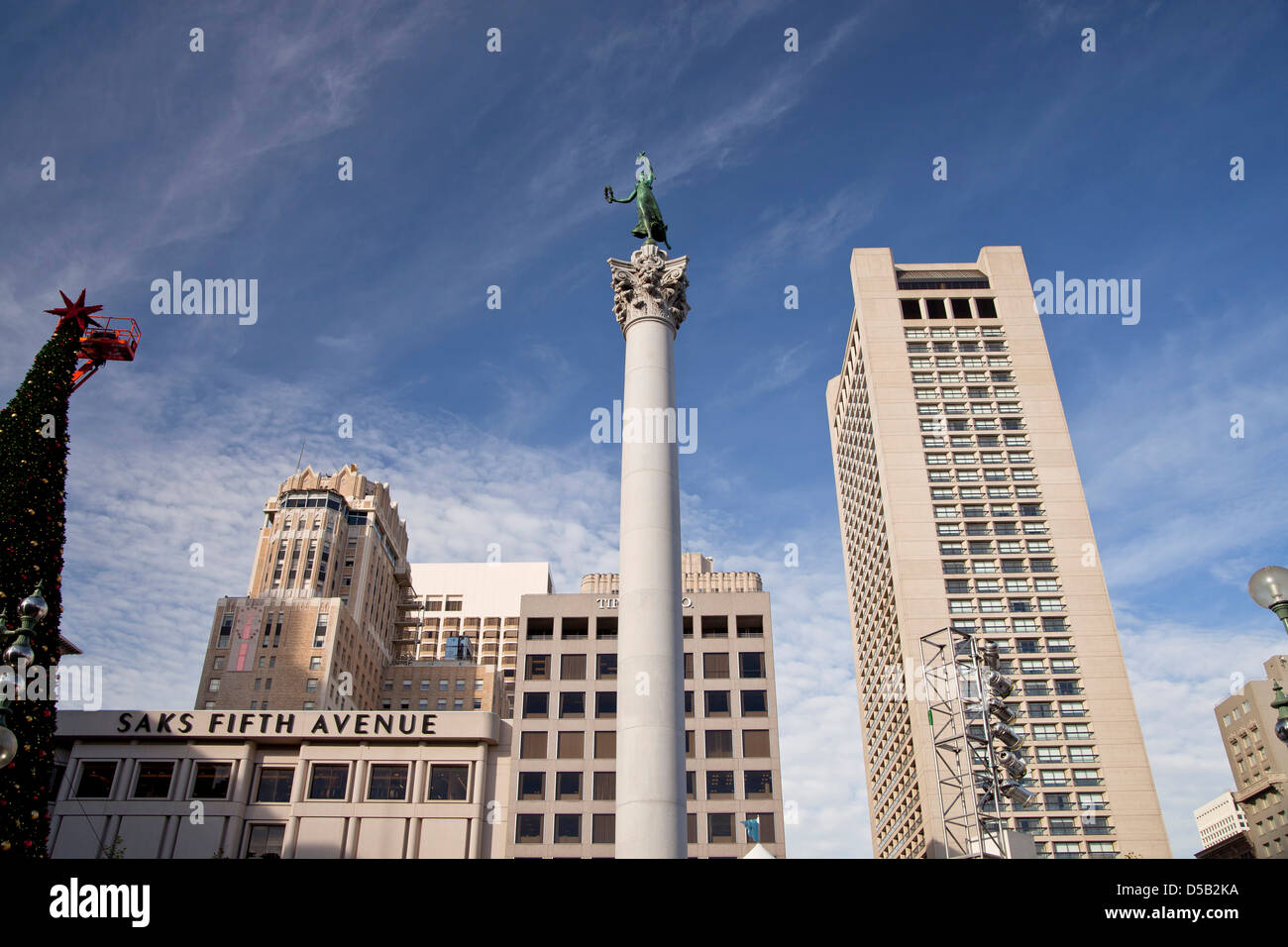 Union Square con il Dewey Monument , San Francisco, California, Stati Uniti d'America, STATI UNITI D'AMERICA Foto Stock
