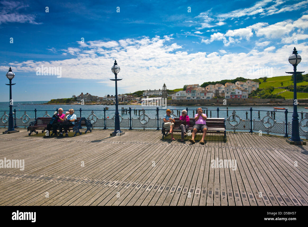 Il restaurato molo vittoriano a Swanage nel Dorset England Regno Unito Foto Stock