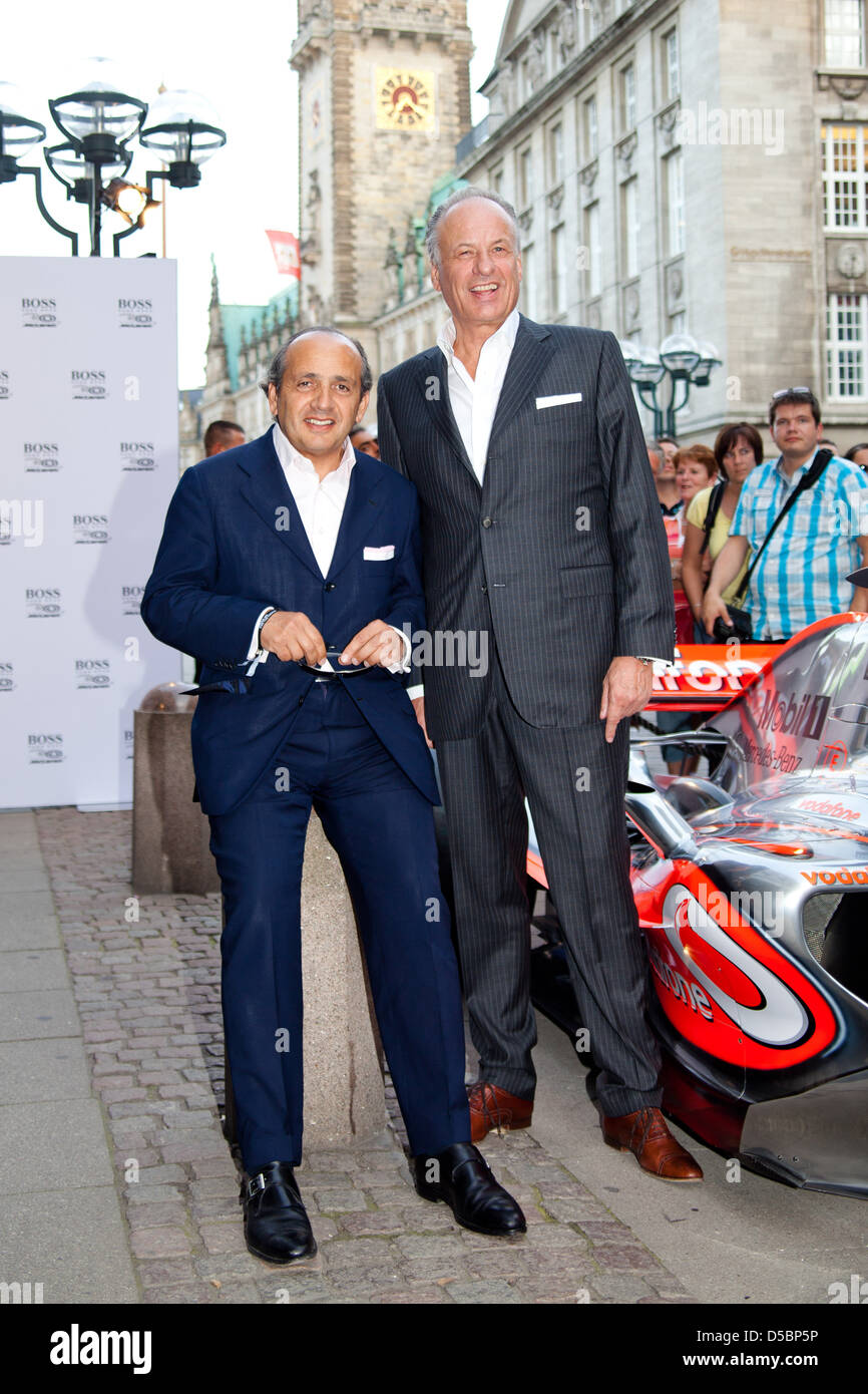 Hadi Teherani e Dieter Becken alla celebrazione di 30 anni di cooperazione tra McLaren Formel 1 (Formula 1) e Hugo Boss Foto Stock