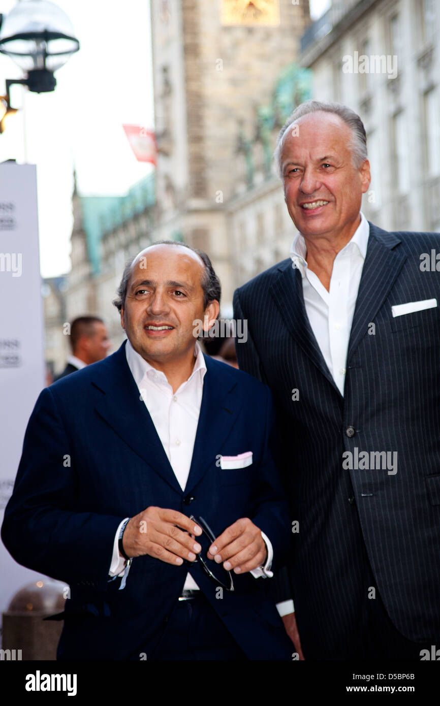 Hadi Teherani e Dieter Becken alla celebrazione di 30 anni di cooperazione tra McLaren Formel 1 (Formula 1) e Hugo Boss Foto Stock