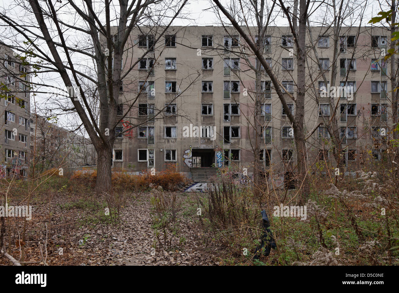 Berlino, Germania, le rovine di un ex lavoratore a contratto dormitorio Foto Stock
