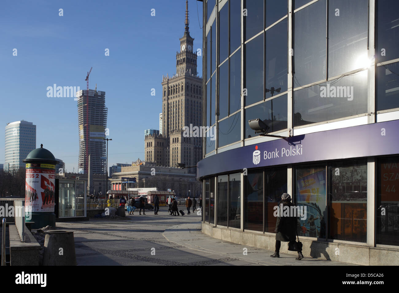 Varsavia, Polonia, Zlota 44 a guscio di torri e il Palazzo della Cultura Foto Stock