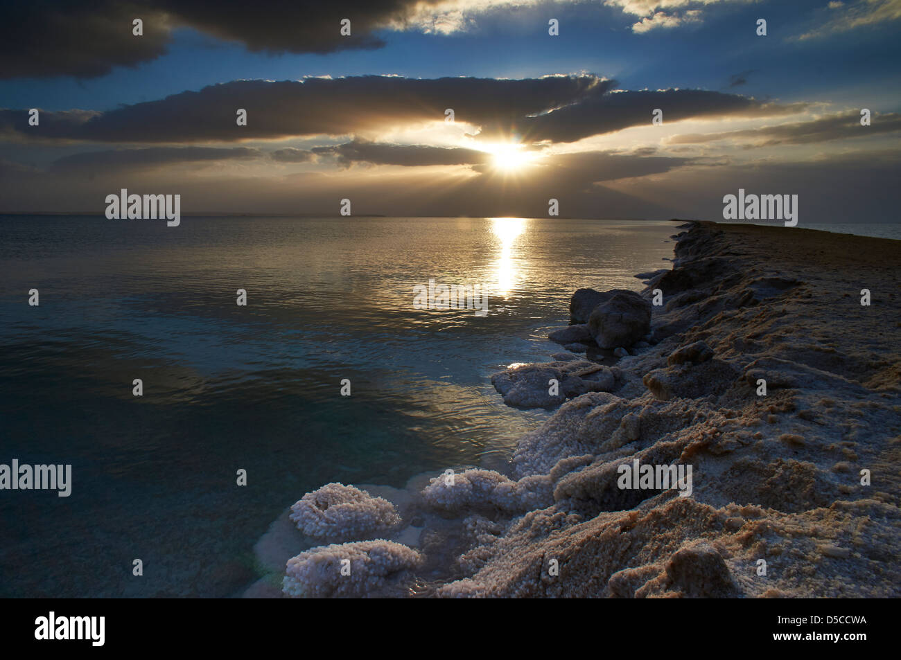 Alba sul Mar Morto a Riva Foto Stock