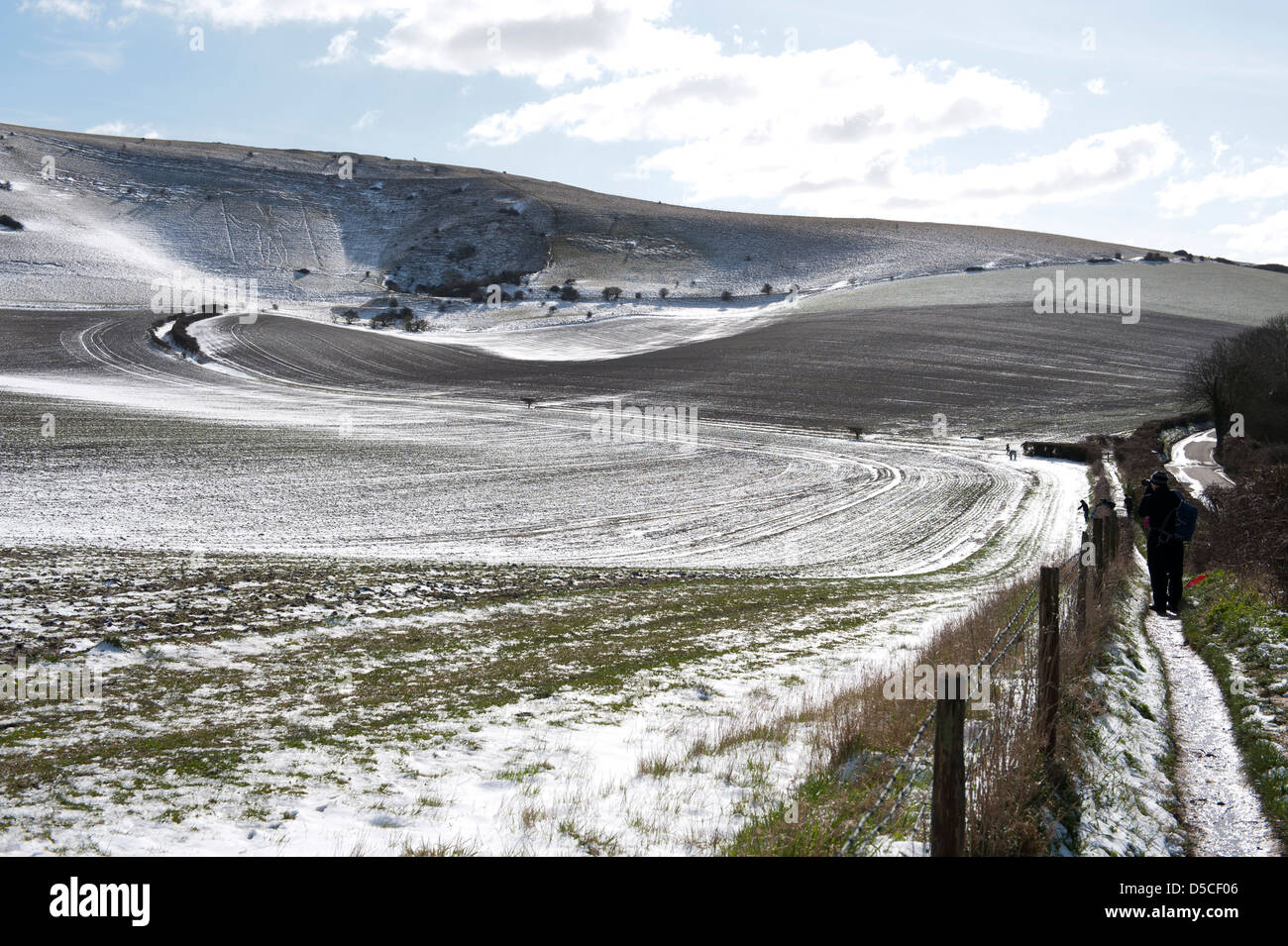 La neve sulla Sussex, Regno Unito Foto Stock