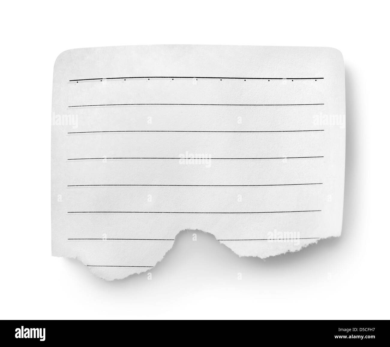 Foglio di carta a righe isolate su sfondo bianco Foto Stock