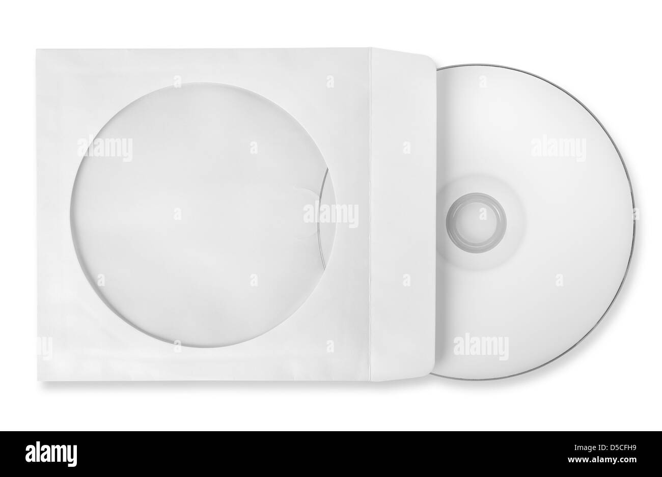 CD con carta caso isolato su sfondo bianco Foto Stock
