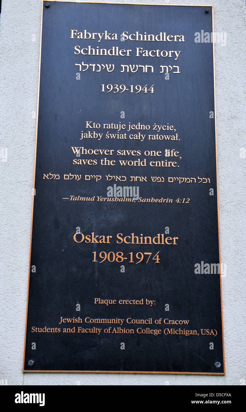 Oskar Schindler Fabbrica e Museo, Cracovia in Polonia Foto Stock