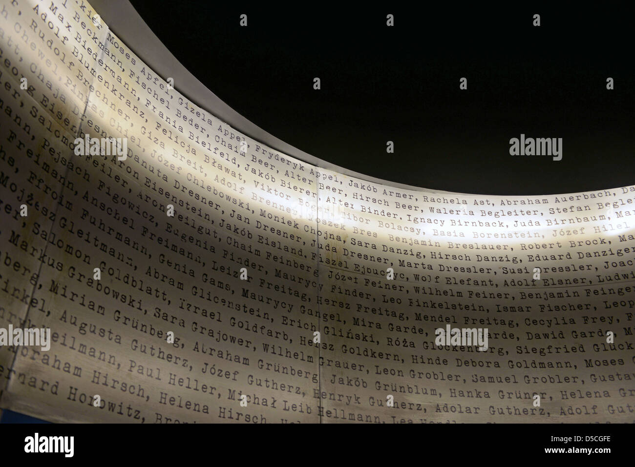 Parte di Schindler's List sul display a Oskar Schindler Fabbrica e Museo, Cracovia in Polonia Foto Stock