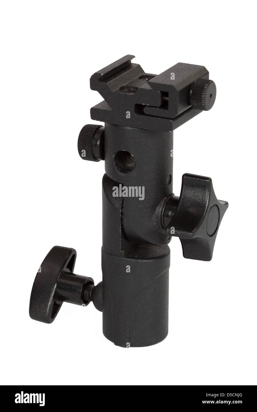Supporto universale su flash della fotocamera o della luce, studio isolato su sfondo bianco Foto Stock