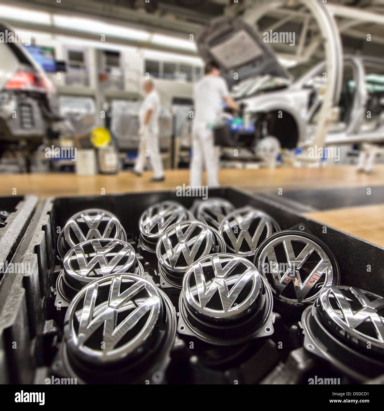 Produzione della Golf VII, Golf 7, in auto opere della Volkswagen AG di Wolfsburg, Germania Foto Stock