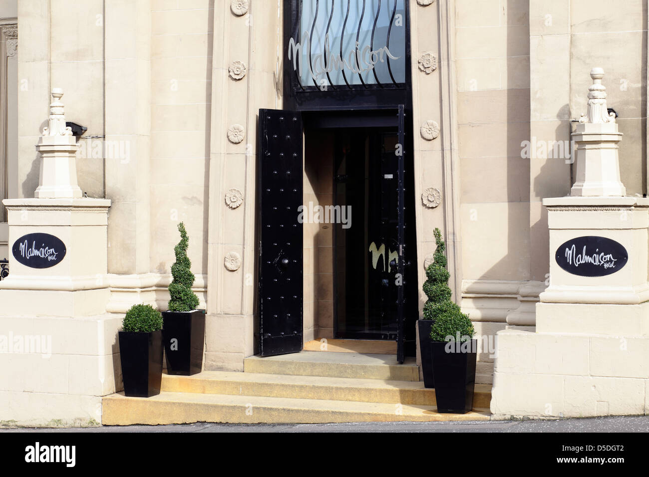 Malmaison Glasgow, ingresso all'hotel in George Street nel centro della città, Scozia, Regno Unito Foto Stock