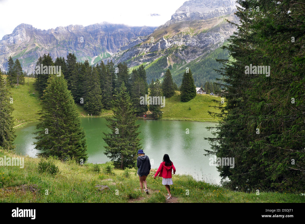 A piedi nei laghi svizzeri e delle Alpi Foto Stock