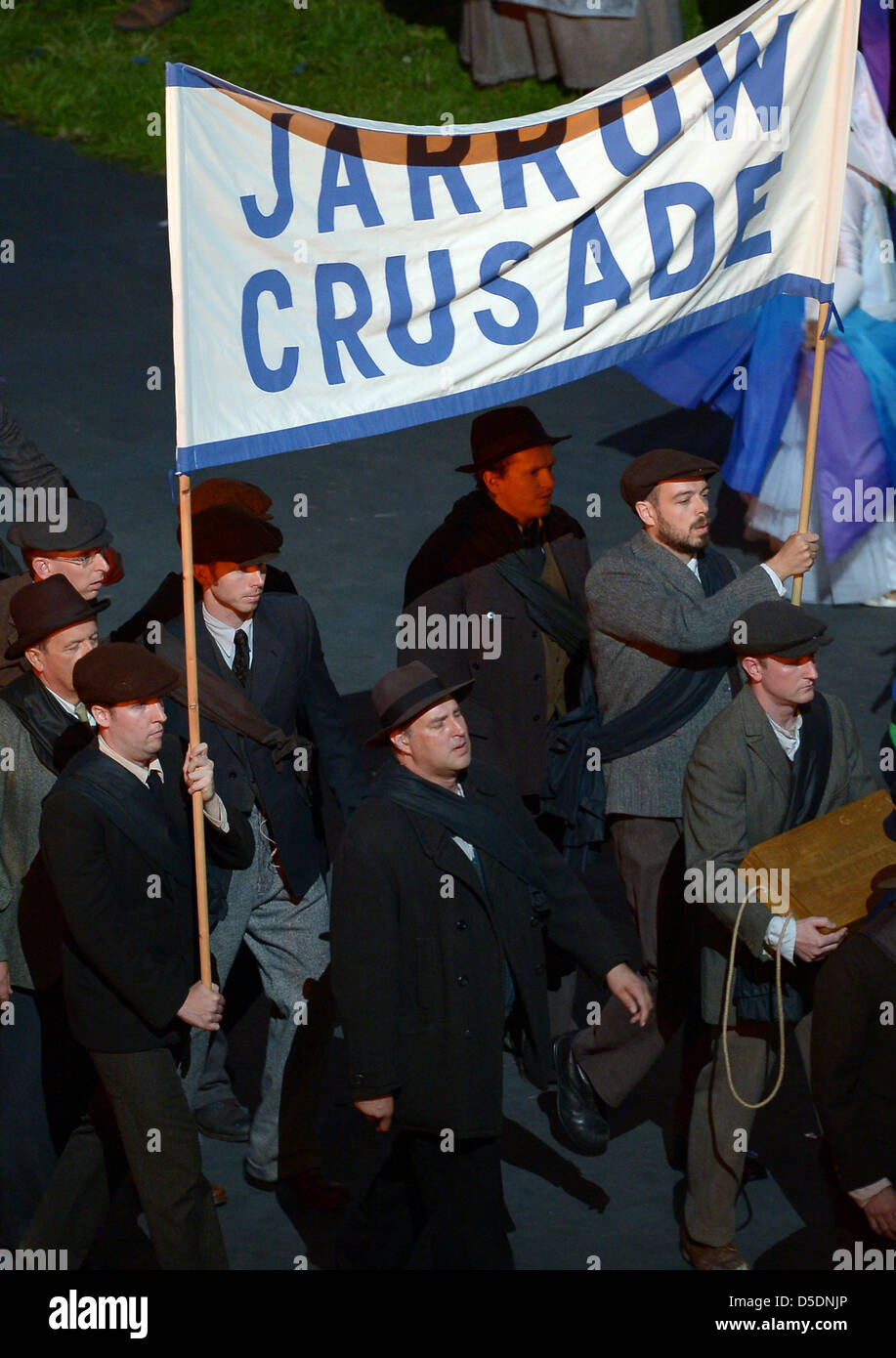 Jarrow crociata dimostranti - Cerimonia di apertura - Olimpiadi di Londra 2012 Foto Stock