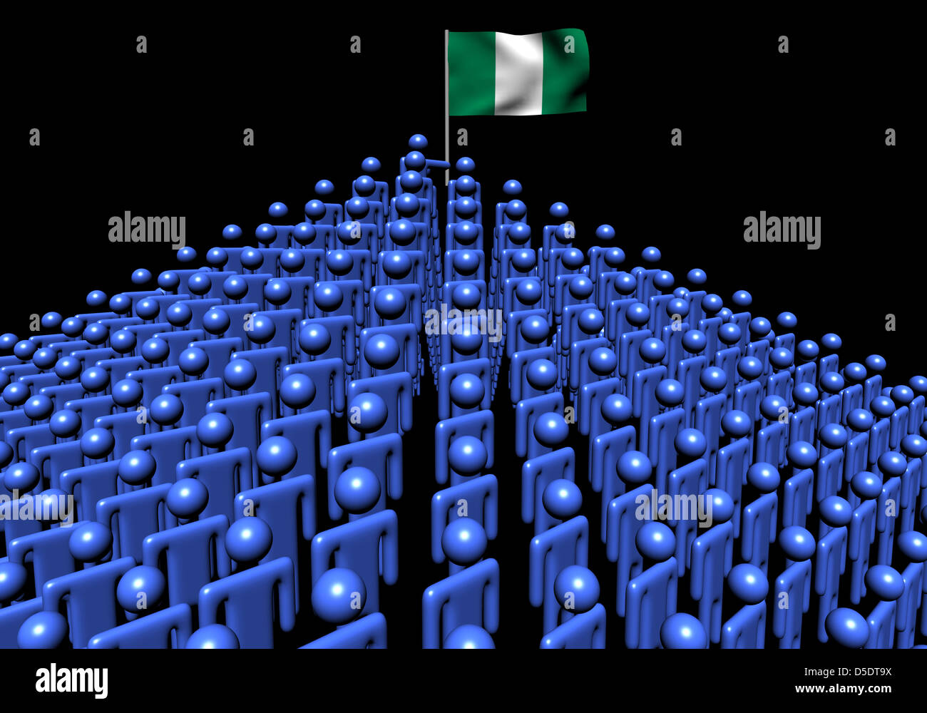 Piramide di astratti Persone con bandiera nigeriana illustrazione Foto Stock