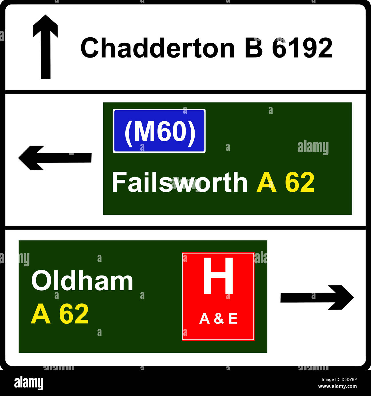 Direzione non-Primary Route per Chadderton Road Foto Stock