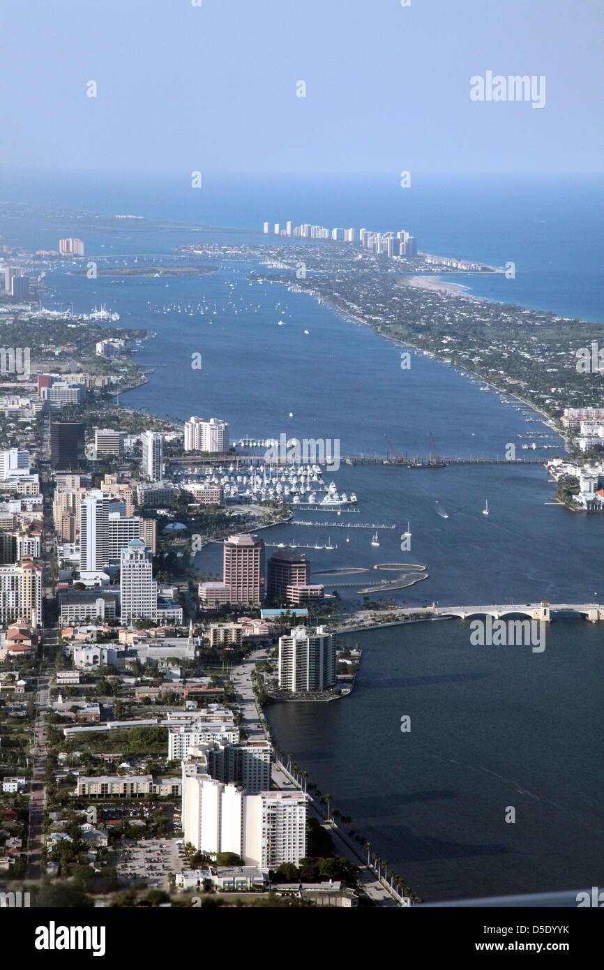 Vista aerea di West Palm Beach, FL, Stati Uniti d'America Foto Stock