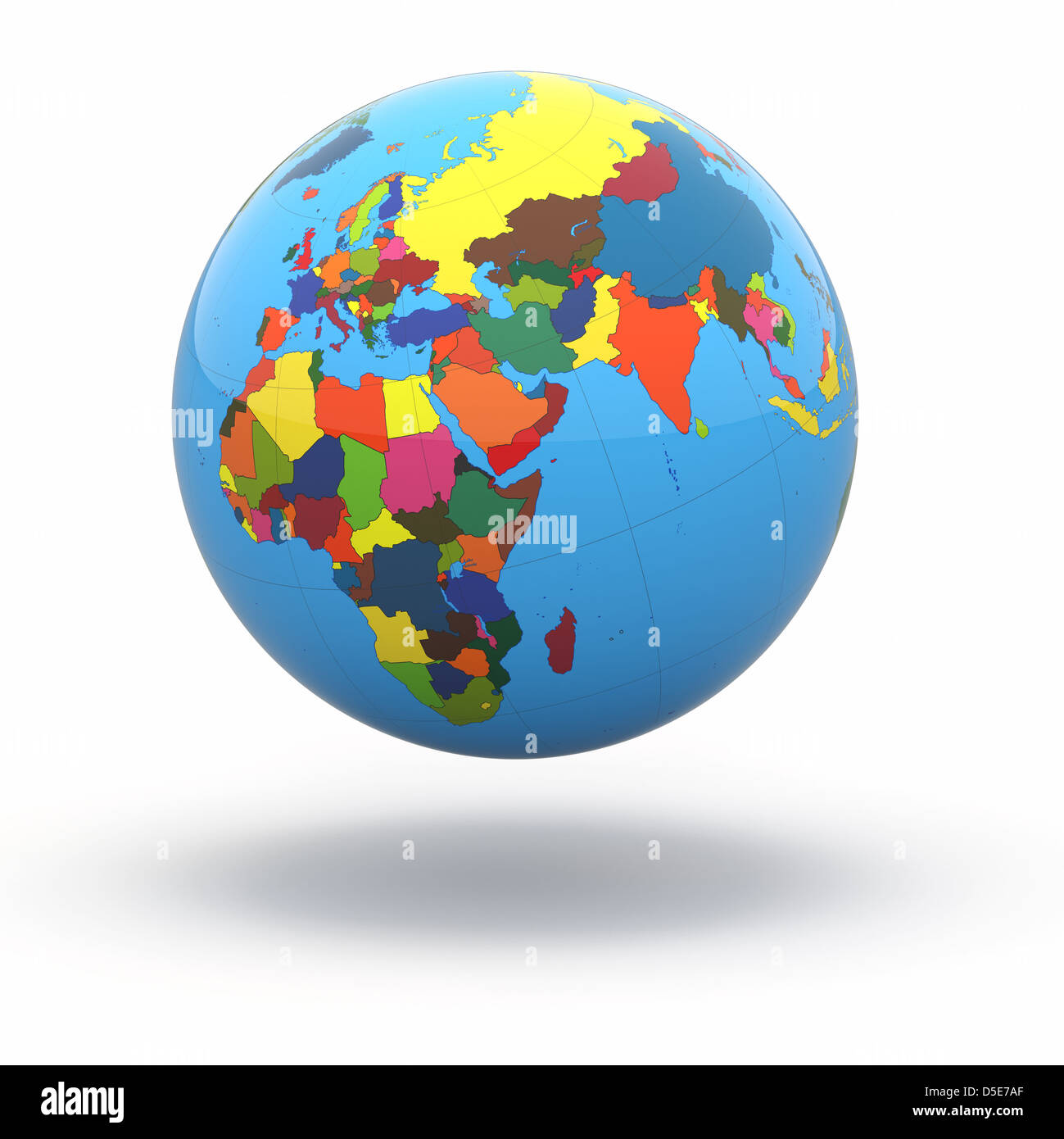 Mondo politico globo bianco su sfondo isolato. 3d Foto Stock