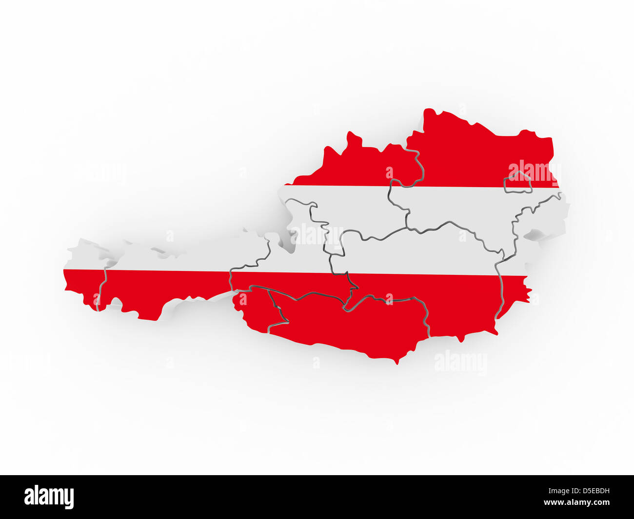 Mappa di Austria in bandiera egiziana di colori. 3d Foto Stock