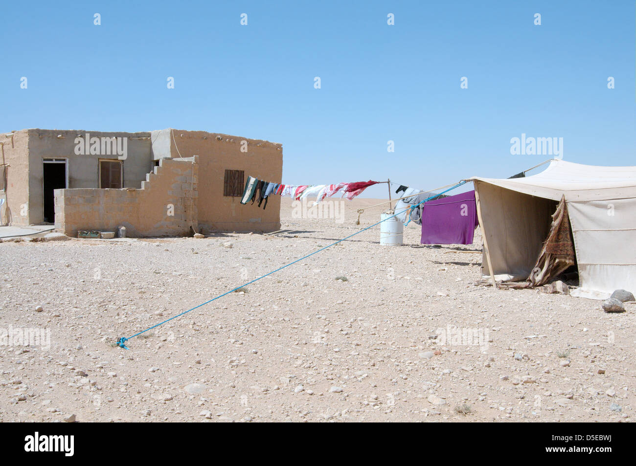 Casa beduino nel deserto Syro-Arabian (deserto siriano), Siria Foto Stock