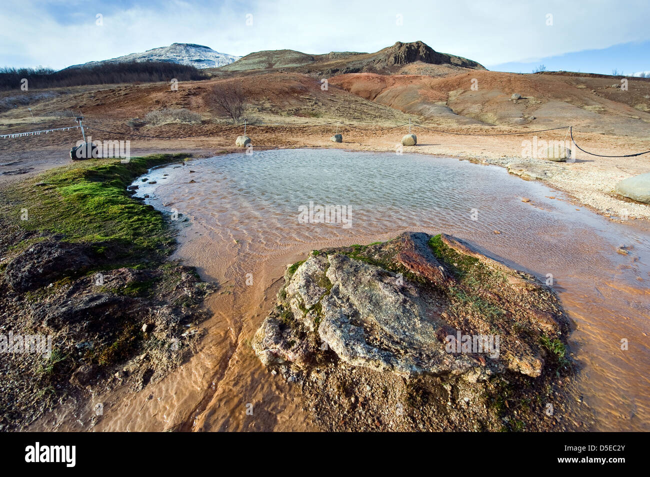 Geotermica acqua calda al geysir destrict in Islanda Foto Stock