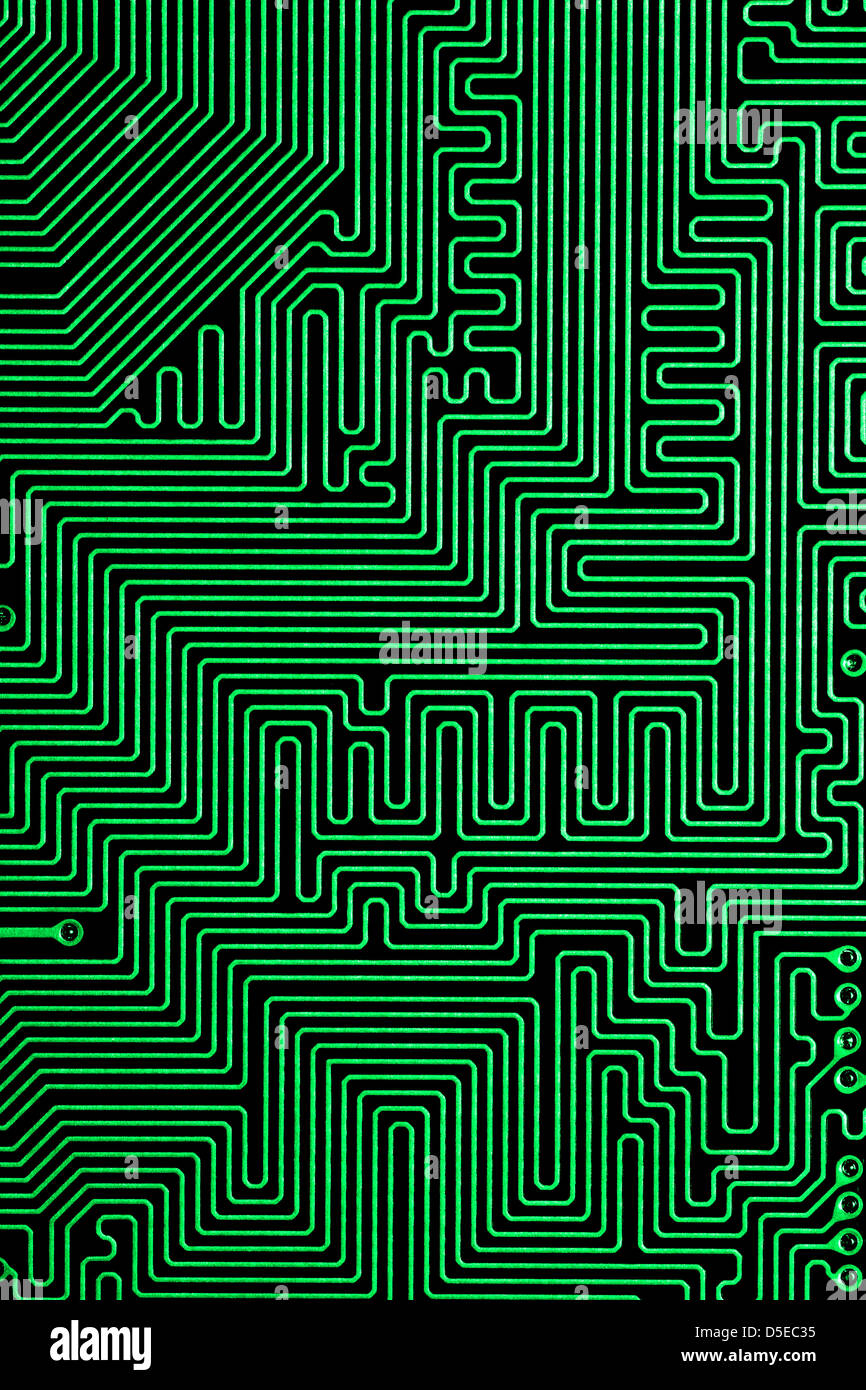 Verde di scheda a circuito stampato o sfondo astratto Foto Stock