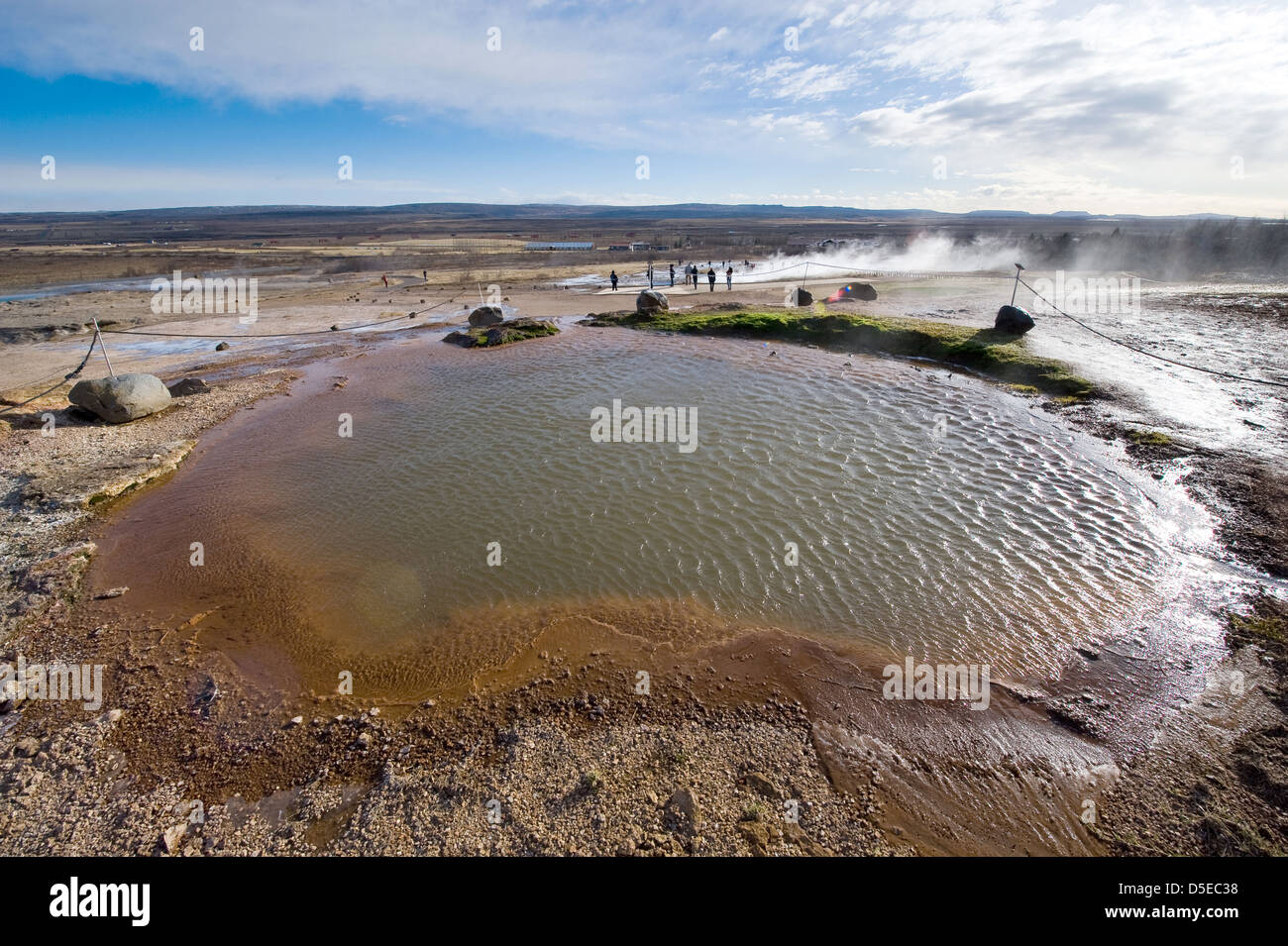 Geotermica acqua calda al geysir destrict in Islanda Foto Stock