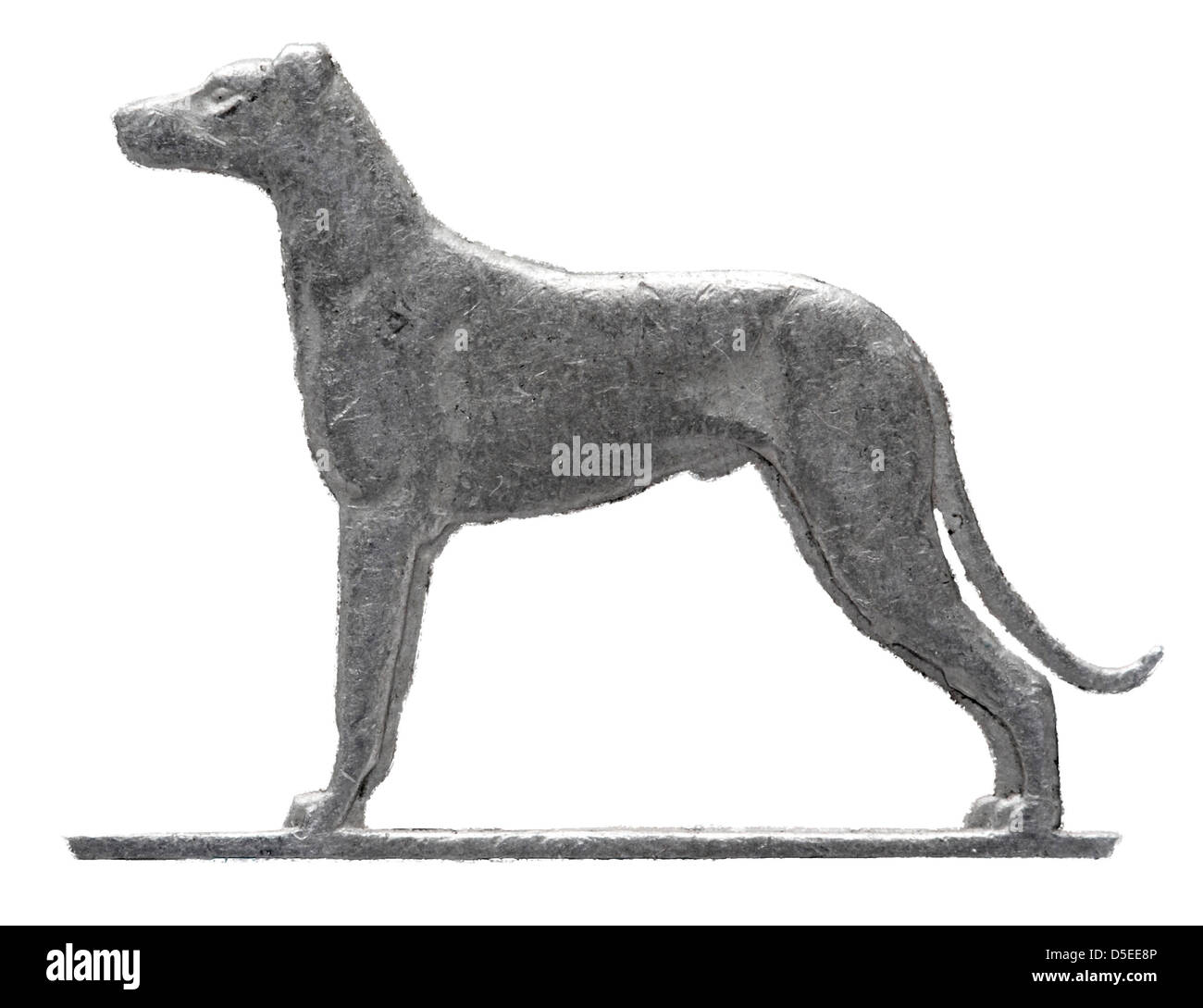 Irish Wolfhound da 6 pence coin, Irlanda, 1956, su sfondo bianco Foto Stock