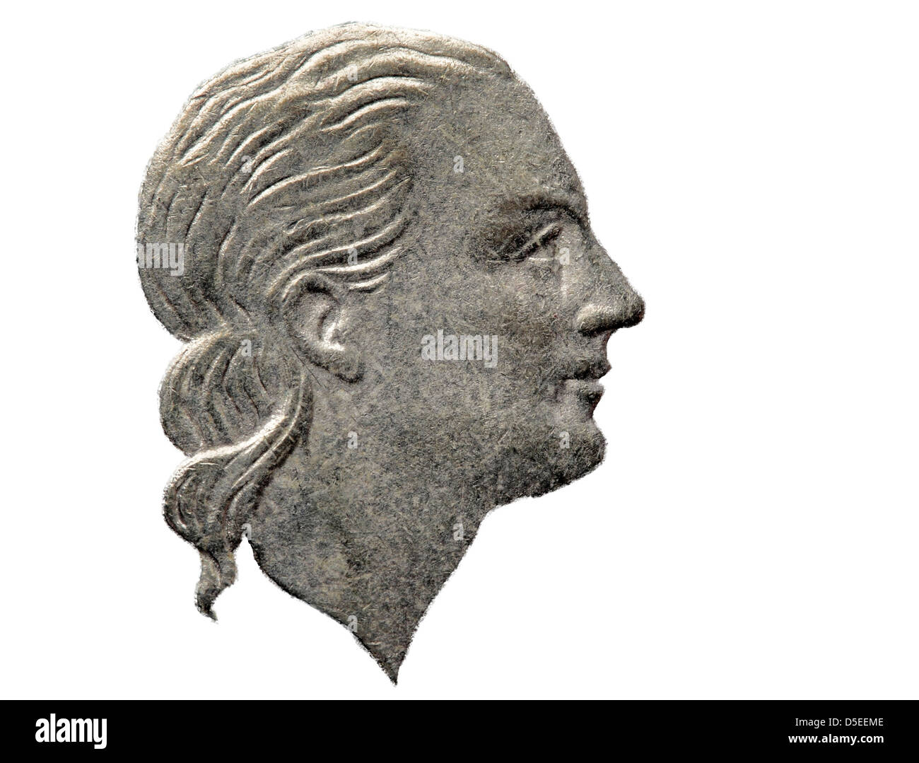 Donna faccia da 200 Lire moneta, Italia, 1994, su sfondo bianco Foto Stock