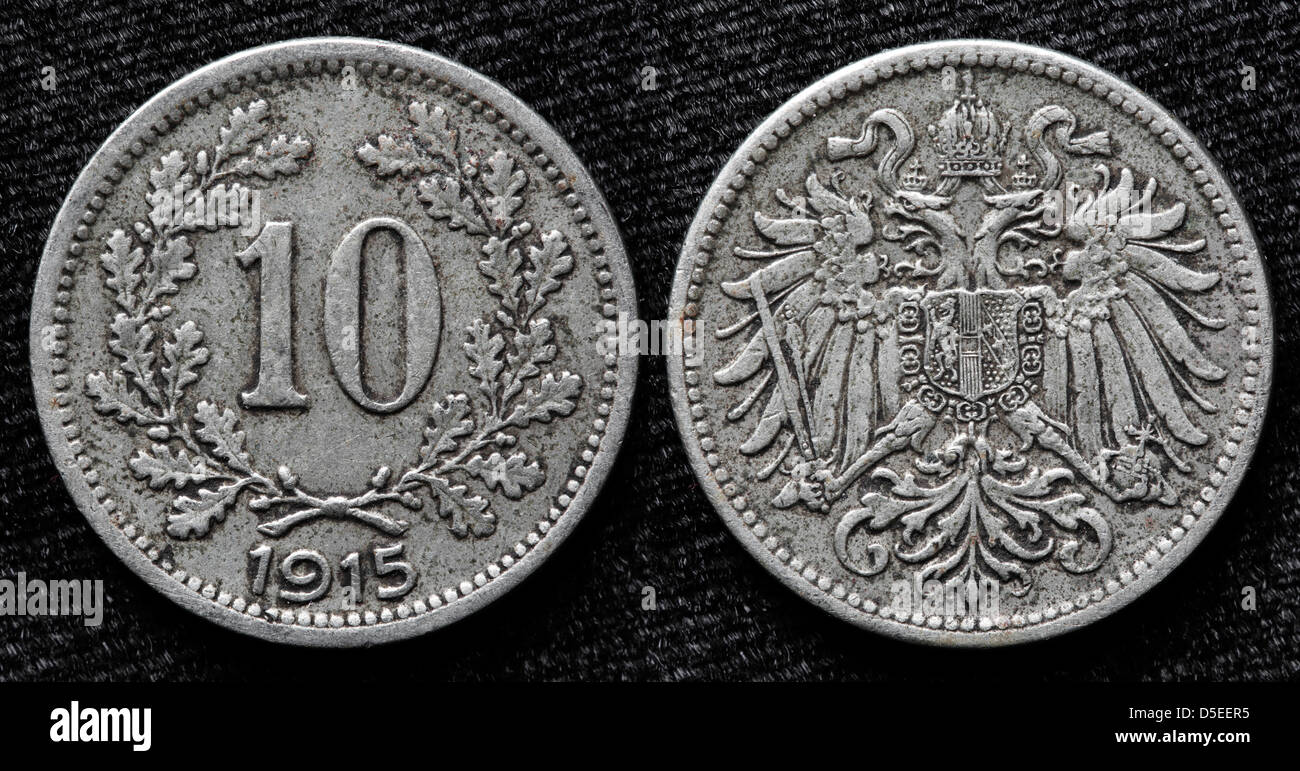 10 Heller coin, Austria, 1915 Foto Stock