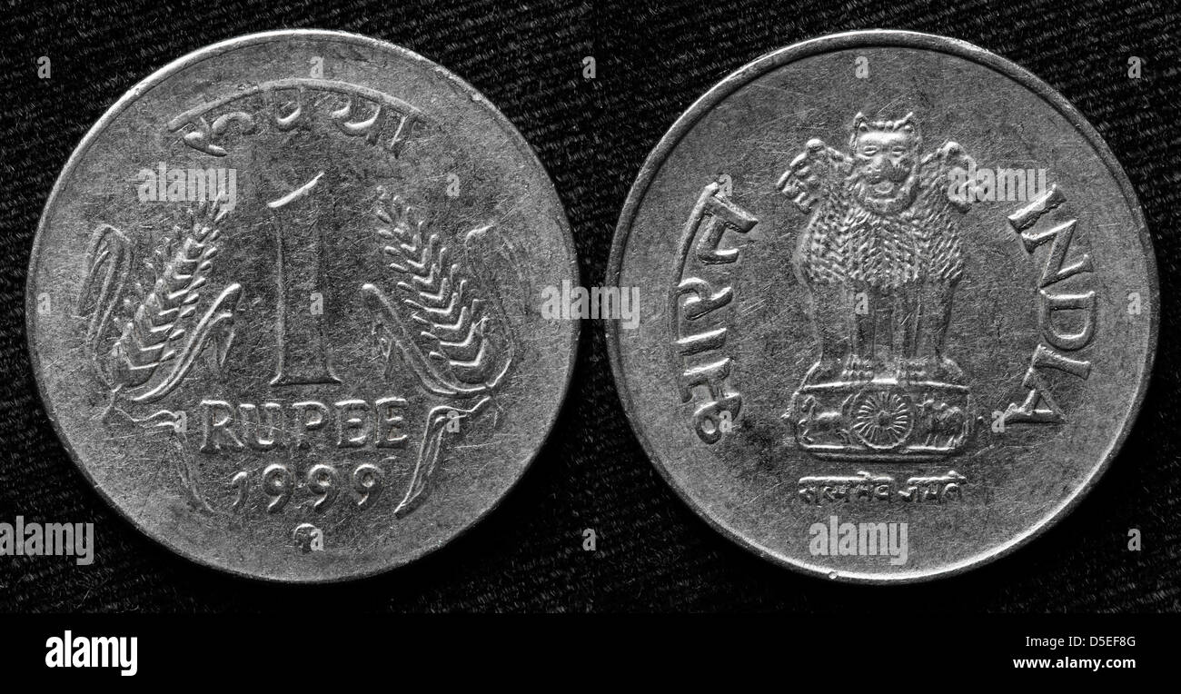 1 Rupee coin, India, 1999 Foto Stock